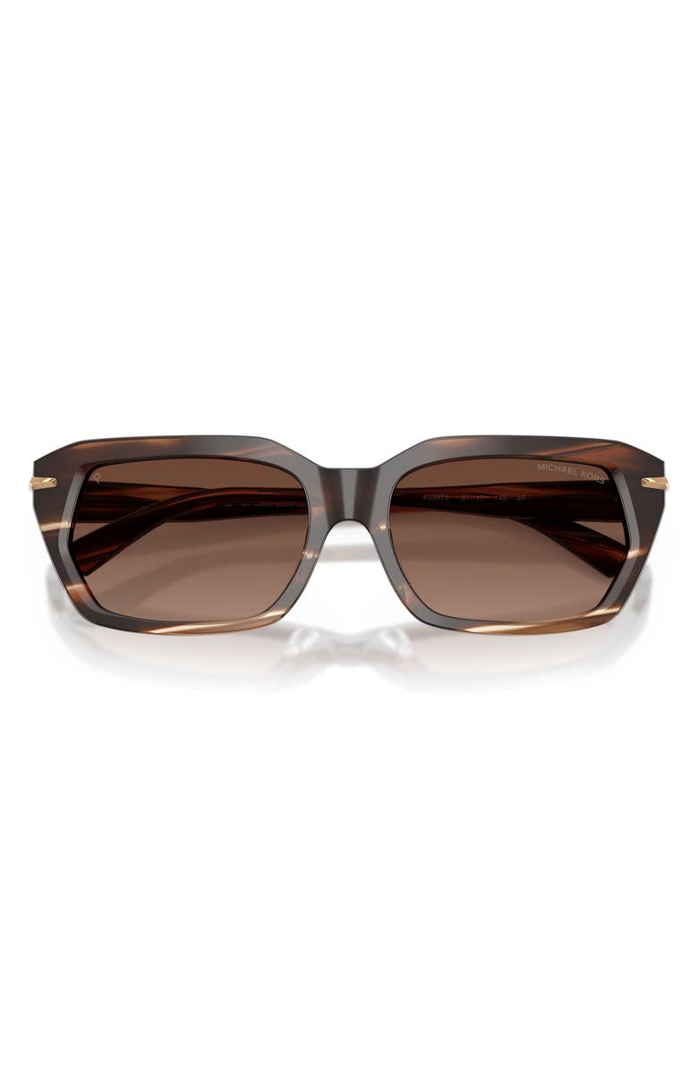 Michael Kors Lake Tahoe 54mm Gradient Polarized Rectangular Sunglasses, Alternate, color, Brown Horn / Brown Solid Polar
