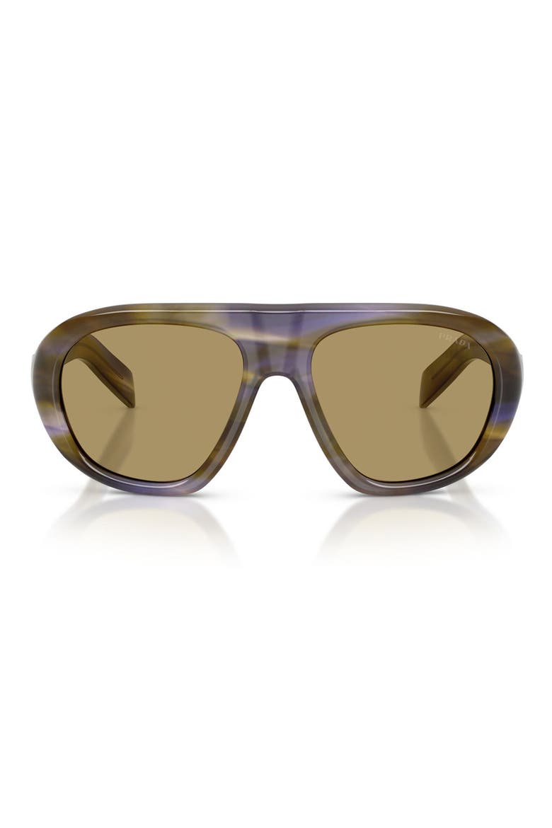 57mm Irregular Sunglasses, Main, color, STRIPED LAGUNA / GREEN OLIVE