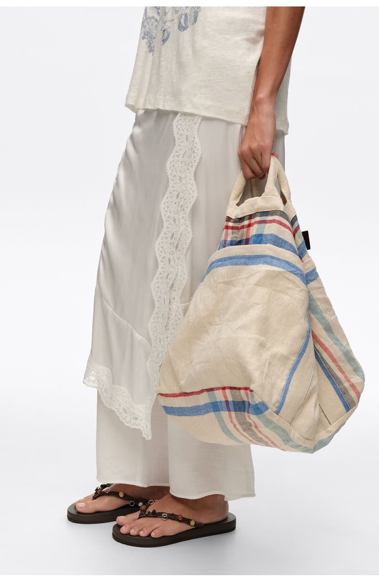 Bimba y Lola Linen Maxi Bag, Alternate, color, Ecru