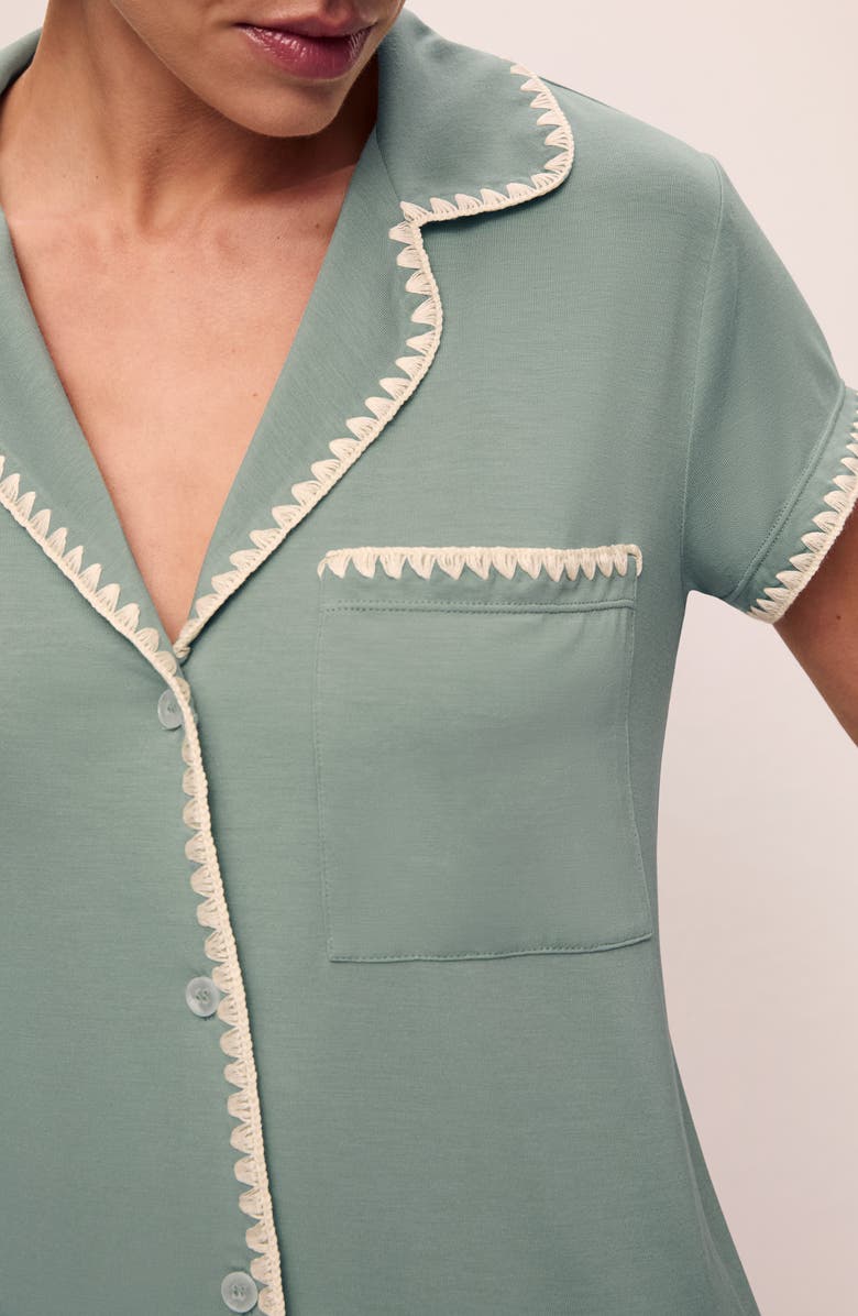 Eberjey Frida Short Pajamas, Alternate, color, Eucalyptus/Ivory