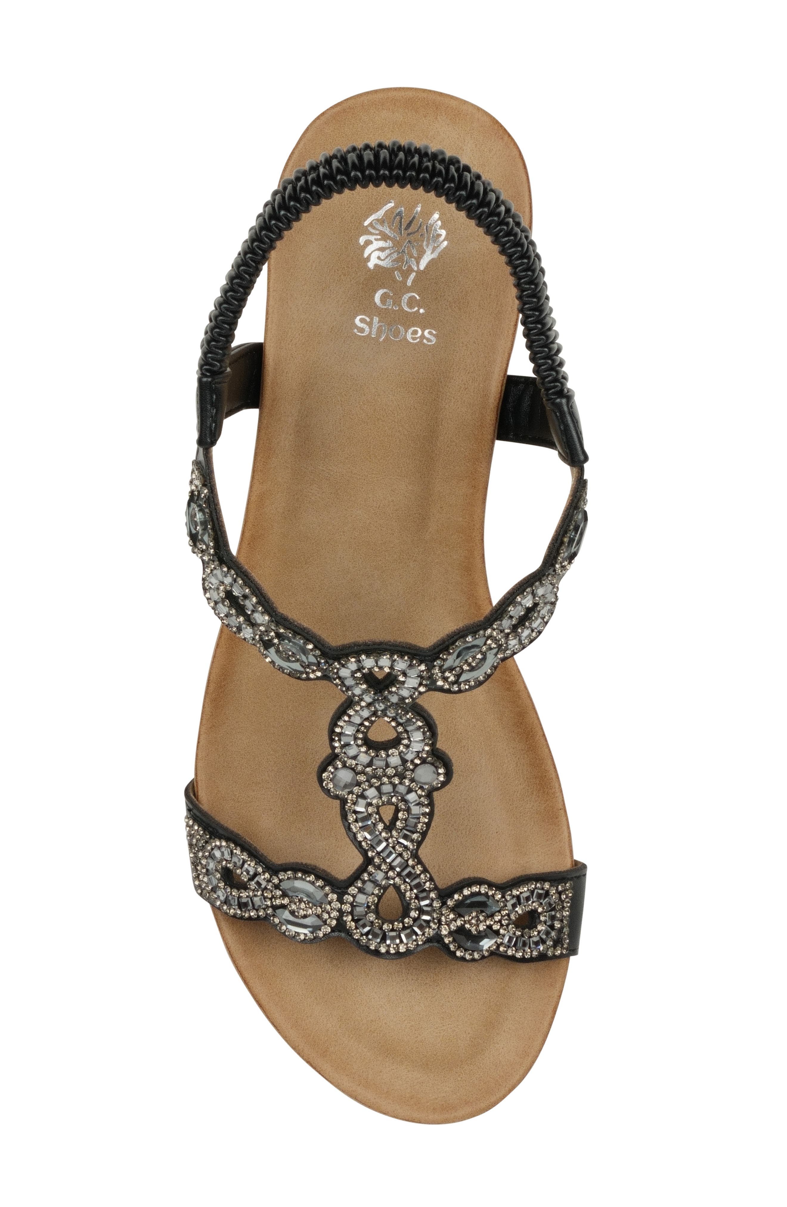 GOOD CHOICE NEW YORK Damaris Embellished Ankle Strap Wedge Sandal, Alternate, color, Black