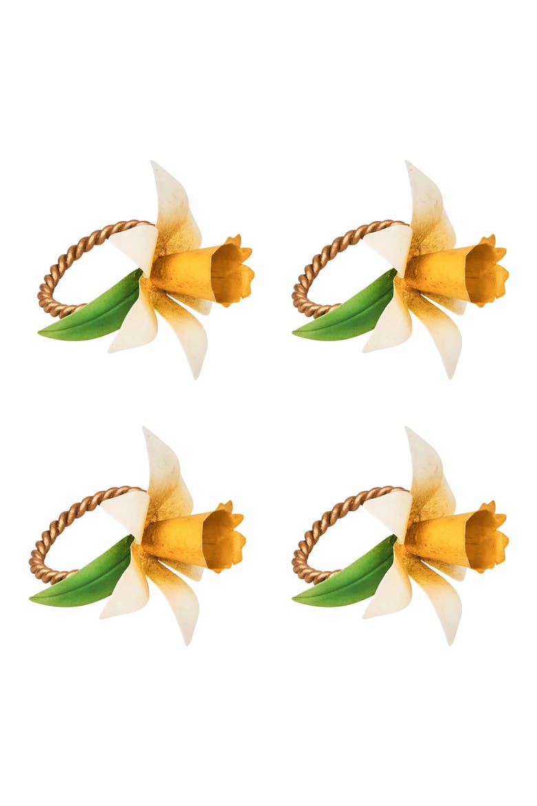 Meadow Set of 4 Napkin Rings, Main, color, YELLOW