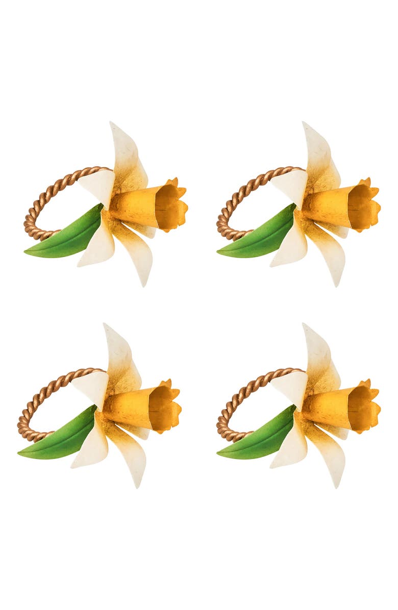 Juliska Meadow Set of 4 Napkin Rings, Main, color, Yellow
