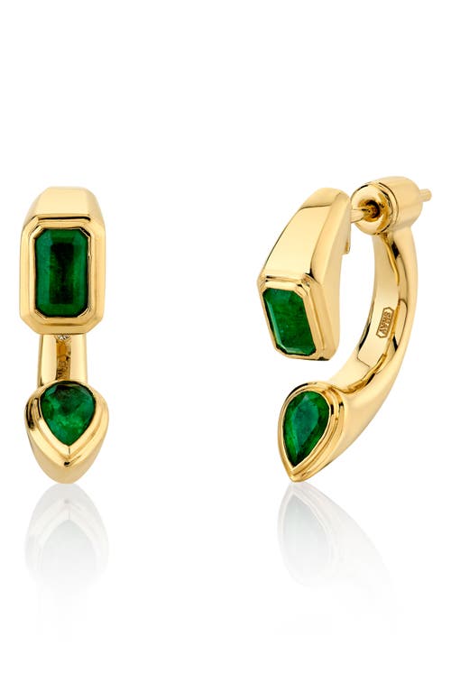 SHAY Emerald 18K Gold Drop Back Earrings in Green  product