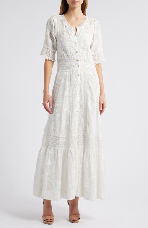 Loveshackfancy Minka Mixed Lace Cotton Maxi Dress In True White