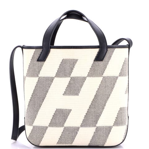 Cabas H en Biais Tote Canvas with Leather 27