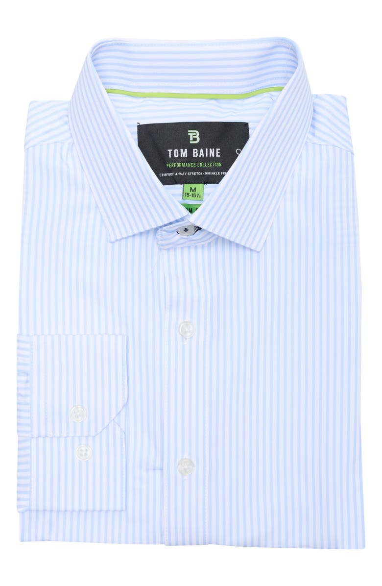 TOM BAINE Performance Stretch Winkle Free Button-Up Shirt, Alternate, color, White/ Blue