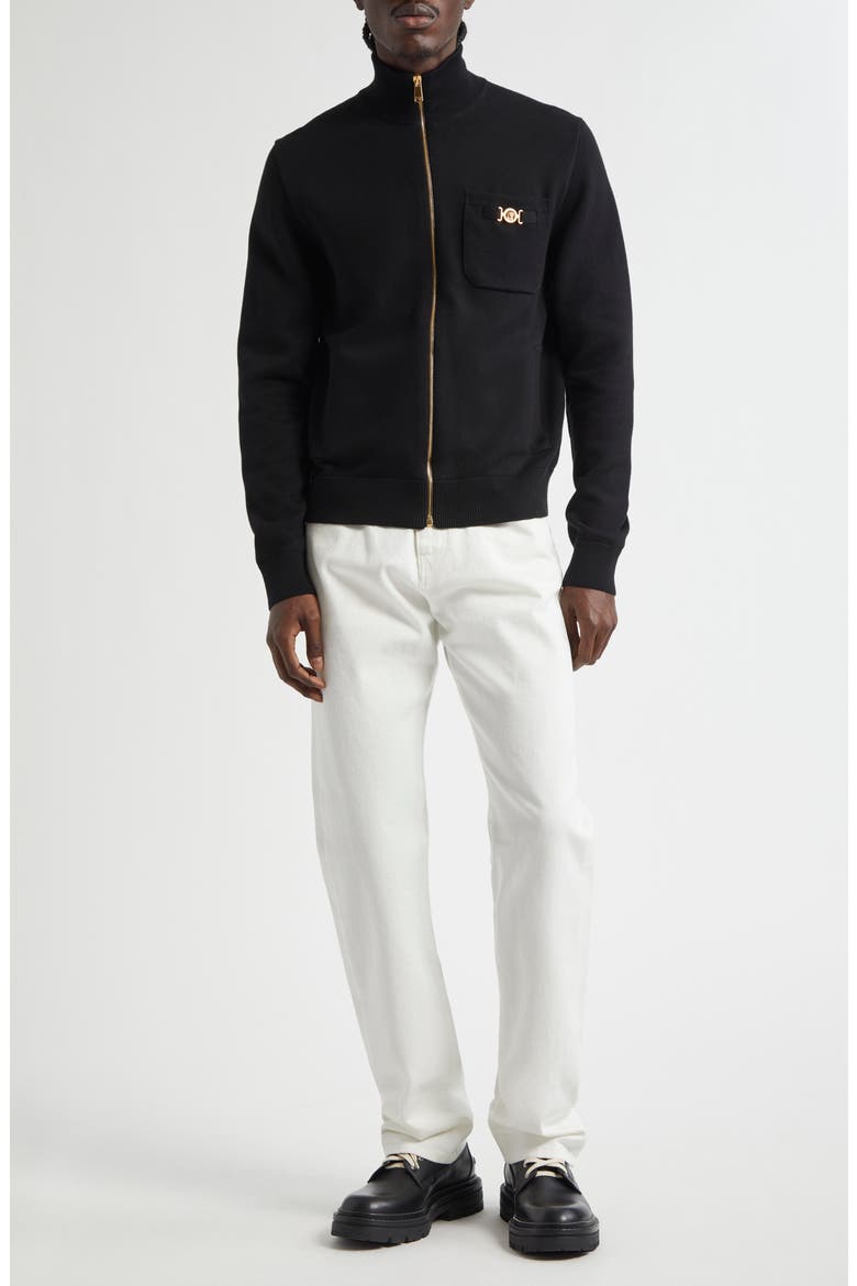 Medusa Biggie Cotton & Cashmere Blend Zip Cardigan, Alternate, color, BLACK