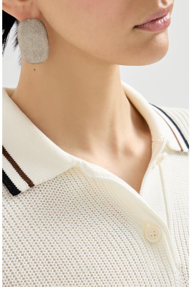 Rib knit polo, Alternate, color, White