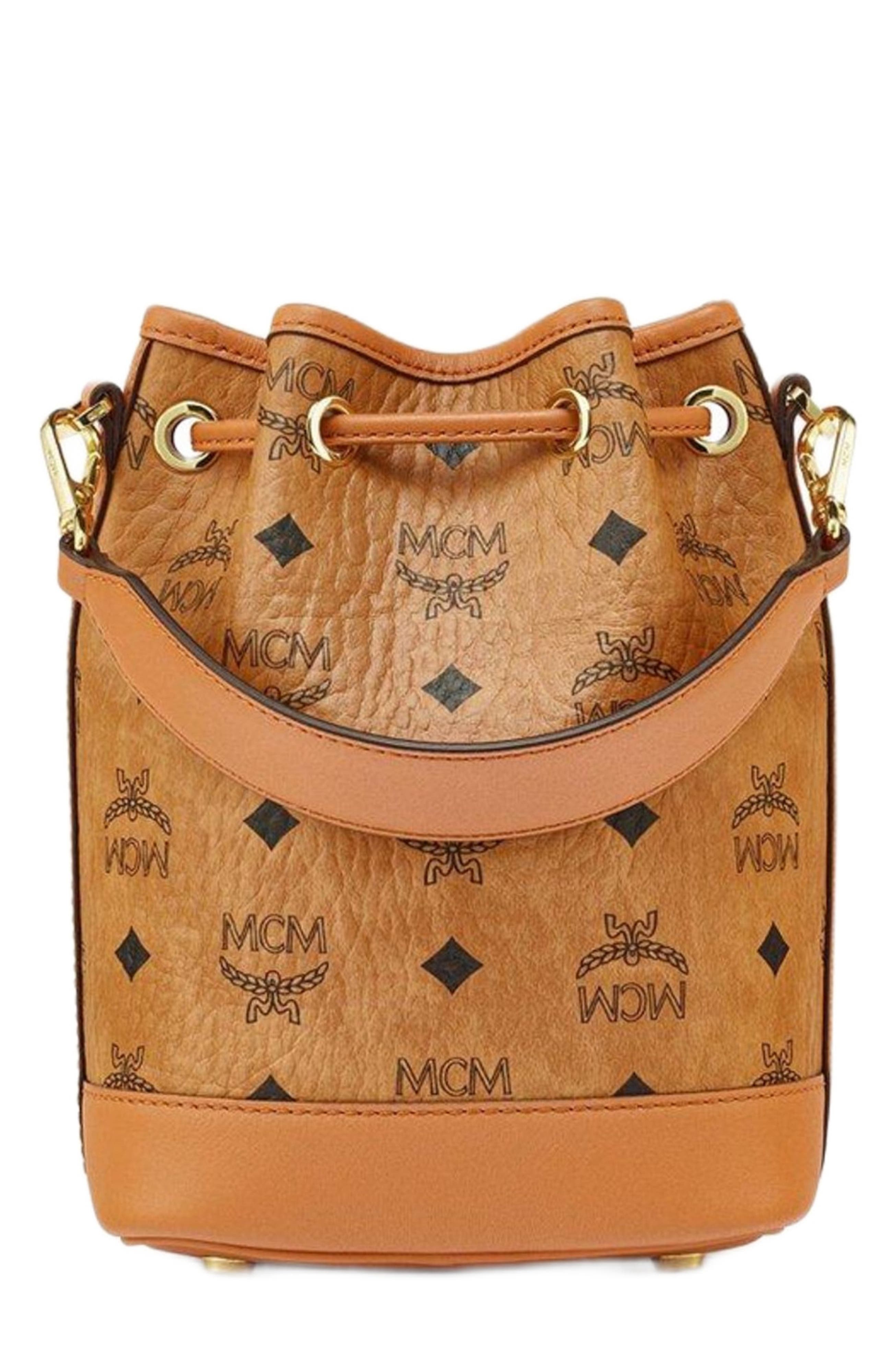 MCM Dessau Drawstring Bag in Visetos, Alternate, color, 