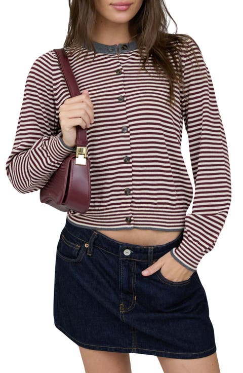 Stripe Crewneck Cardigan
