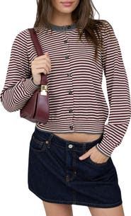 Blu Pepper Stripe Crewneck Cardigan