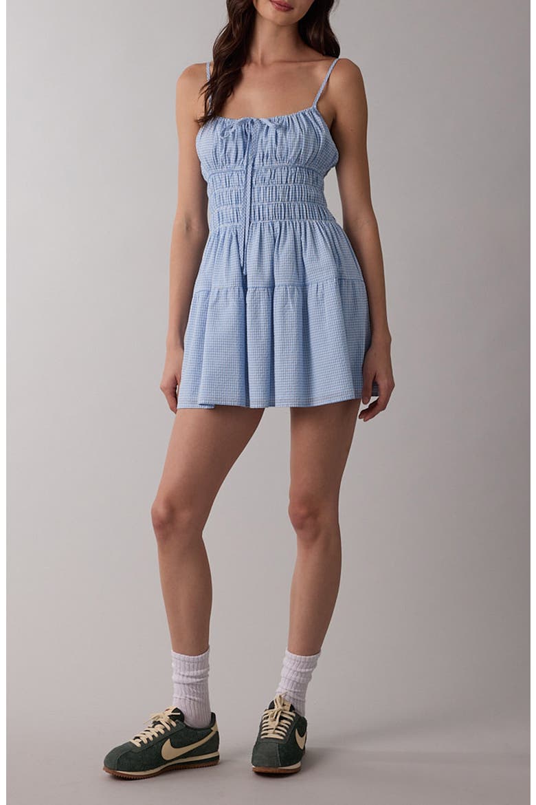 Tie Front Sleeveless Minidress, Main, color, LIGHT BLUE