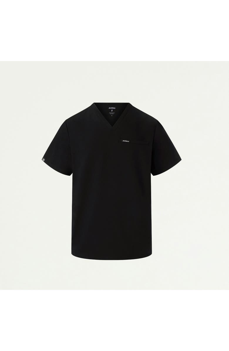 JAANUU Platt Men's 3-Pocket Classic V-Neck Scrub Top, Alternate, color, Black