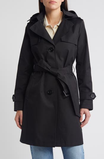 Cotton Blend Trench Coat with Removable Hood