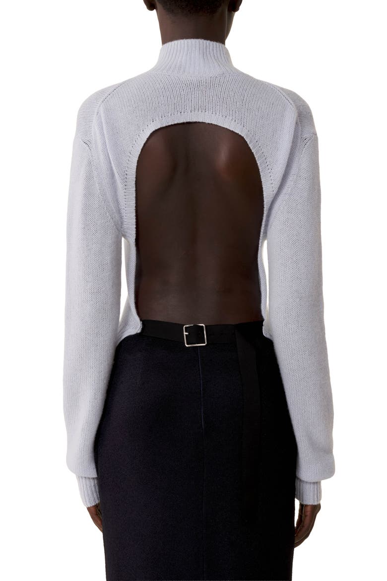 Open-Back Sweater In Cashmere, Alternate, color, Sky Blue