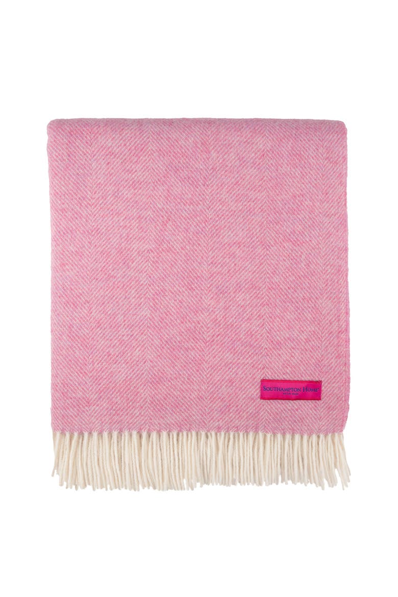 Southampton Home Shetland Lambswool Herringbone Throw, Alternate, color, Light Pink