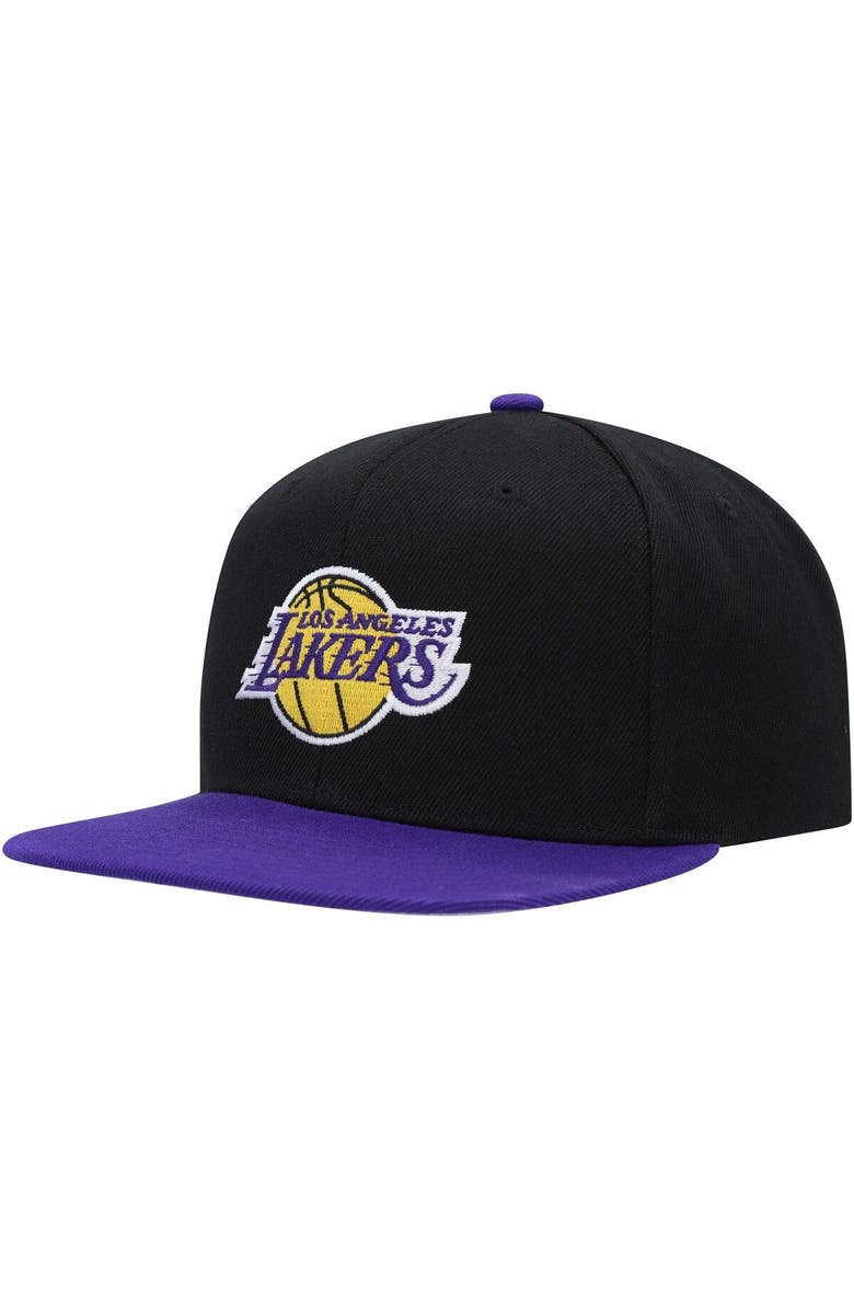 Mitchell & Ness Men's Mitchell & Ness Black/Purple Los Angeles Lakers Side Core 2.0 Snapback Hat, Alternate, color, Black