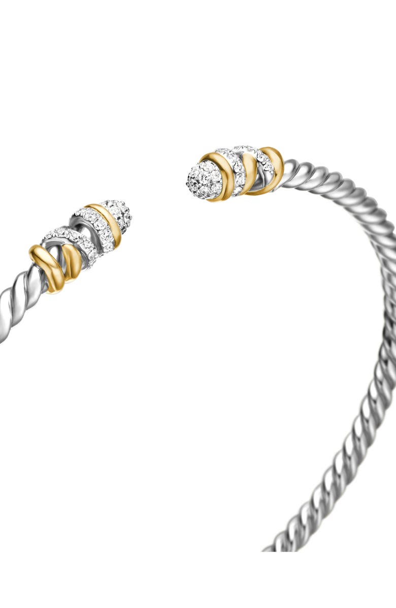 David Yurman Petite Helena Classic 18k Gold 
Diamond Cable Bracelet, 3mm, Alternate, color, Diamond/ Silver