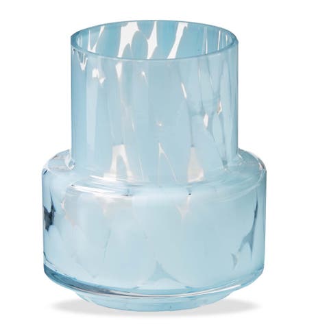 Porto Light Blue Speckled Glass Vase - Summer Decorative Piece