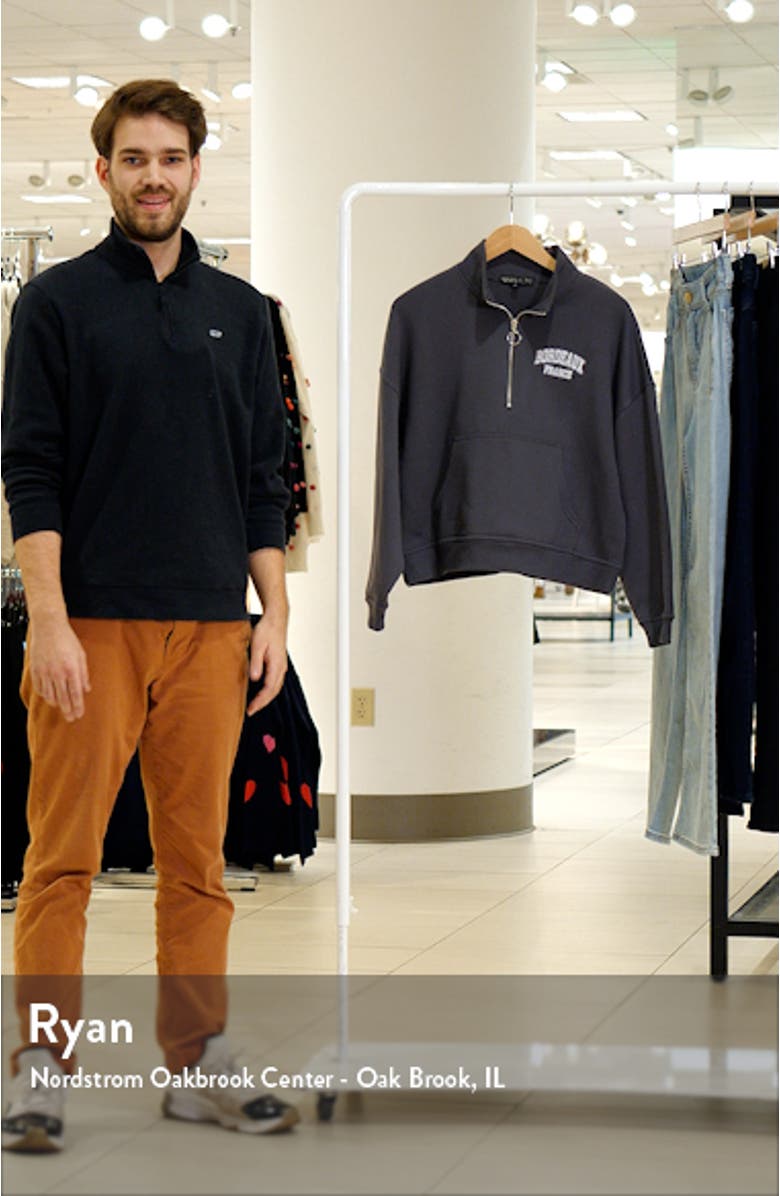 Embroidered Bordeaux Half Zip Pullover, sales video thumbnail