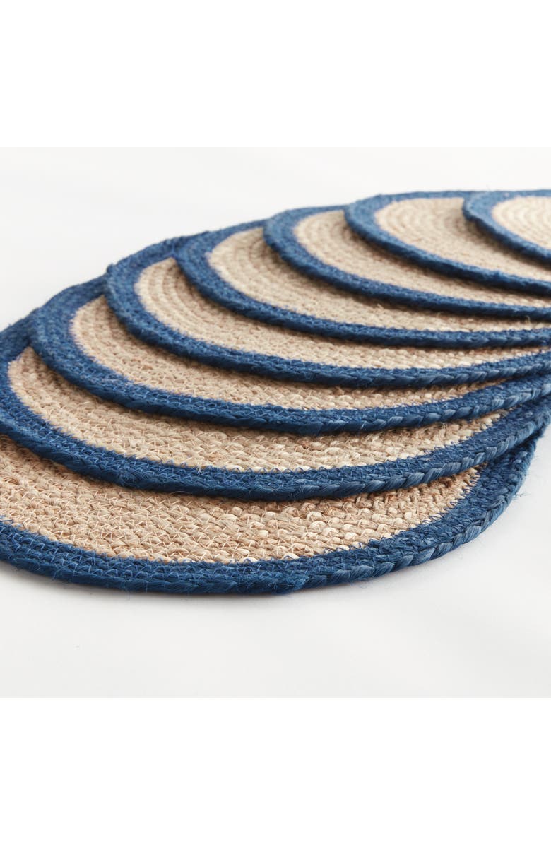 Napa Home & Garden Jute Coil Oval Placemats, Set of 8 - Natural/Navy, Alternate, color, Blue