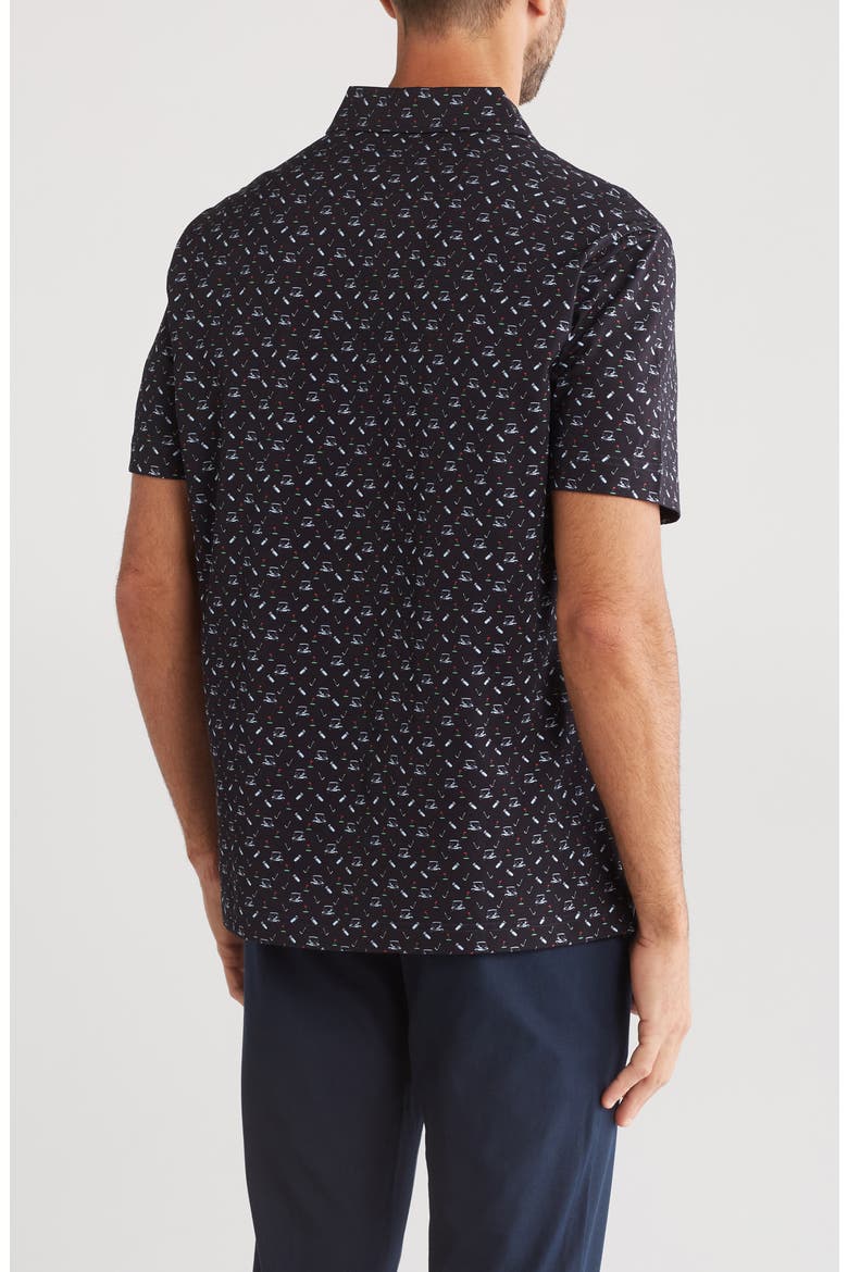 Victor Golf Print Stretch Cotton Polo, Alternate, color, MIDNIGHT