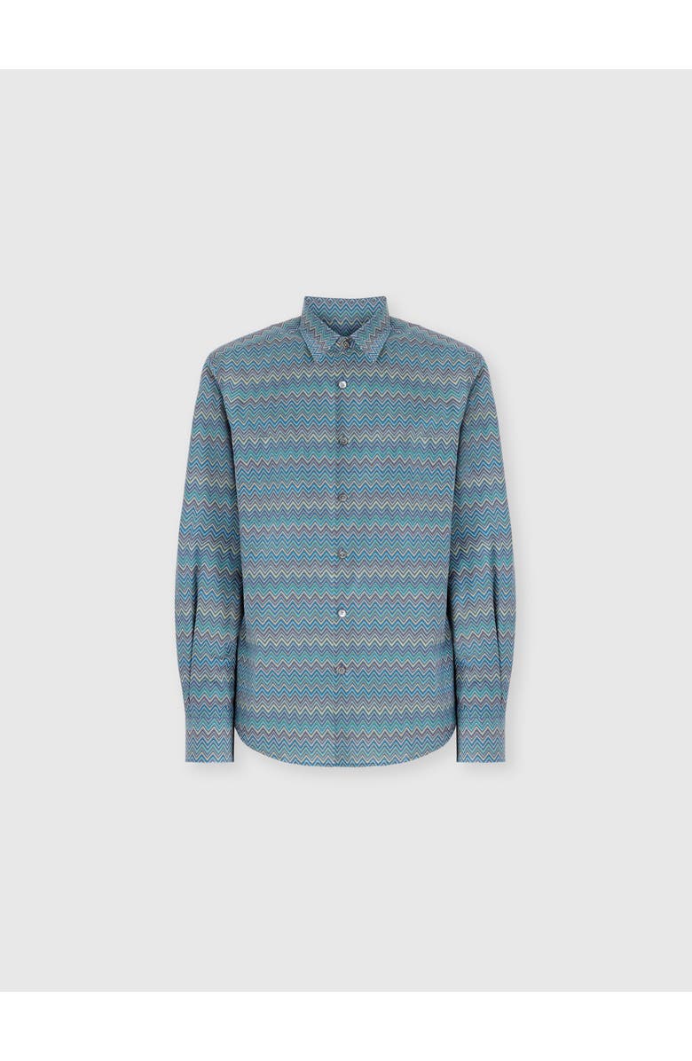 Missoni Poplin Cotton Shirt With Zigzag Pattern, Main, color, Multicoloured