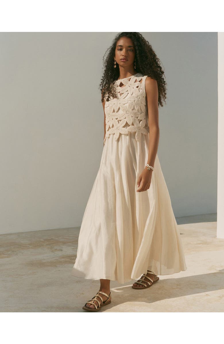 MINT VELVET Cotton Blend Sleeveless Crochet Maxi Dress, Alternate, color, Cream