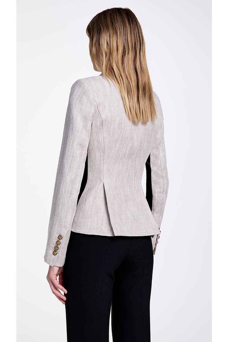One Button Tux Stripe Blazer, Alternate, color, Stone with Black