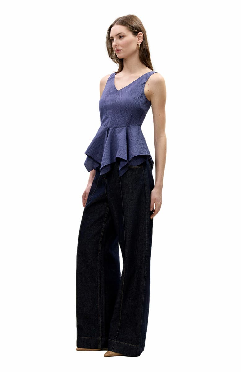 Rebecca Taylor Allegra Stripe Top, Alternate, color, Navy