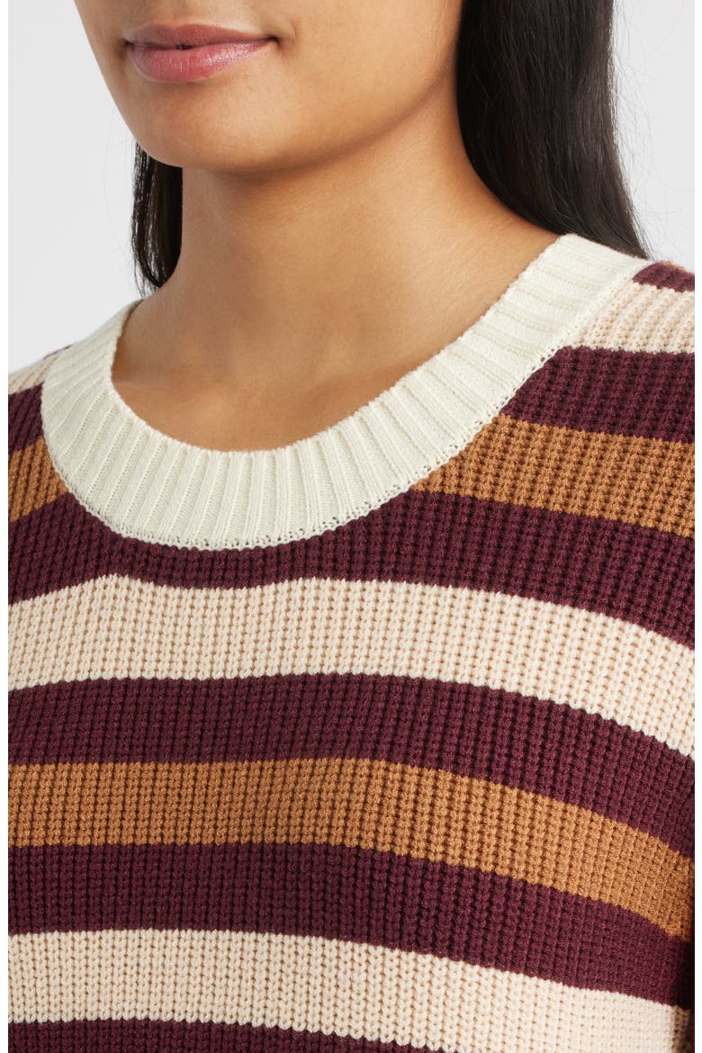 Stripe Colorblock Sweater, Alternate, color, MERLOT