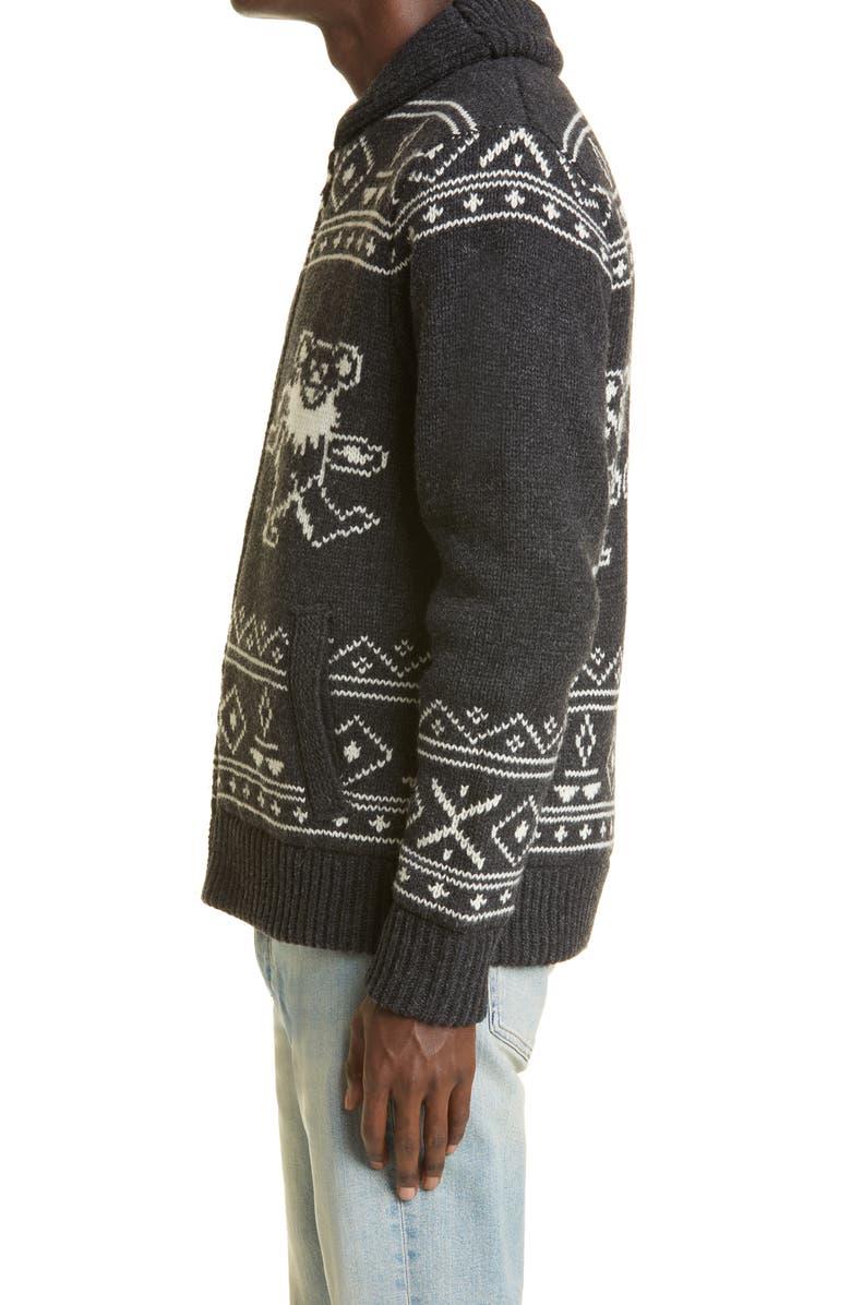 Schott NYC x Grateful Dead Dancing Bears Wool Blend Sweater Jacket, Alternate, color,