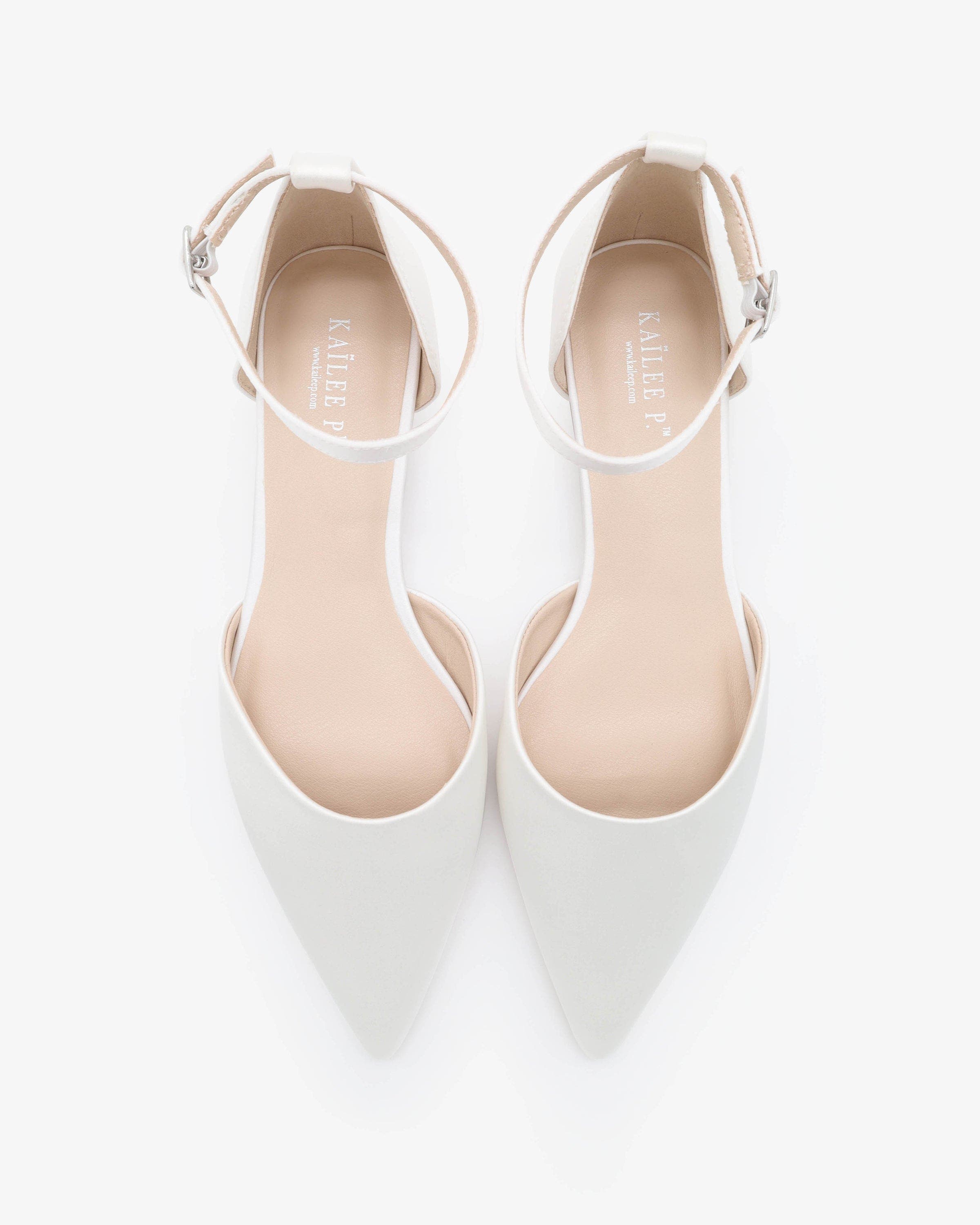 Kailee P Bella Satin pointed toe Ankle Strap, Alternate, color, White