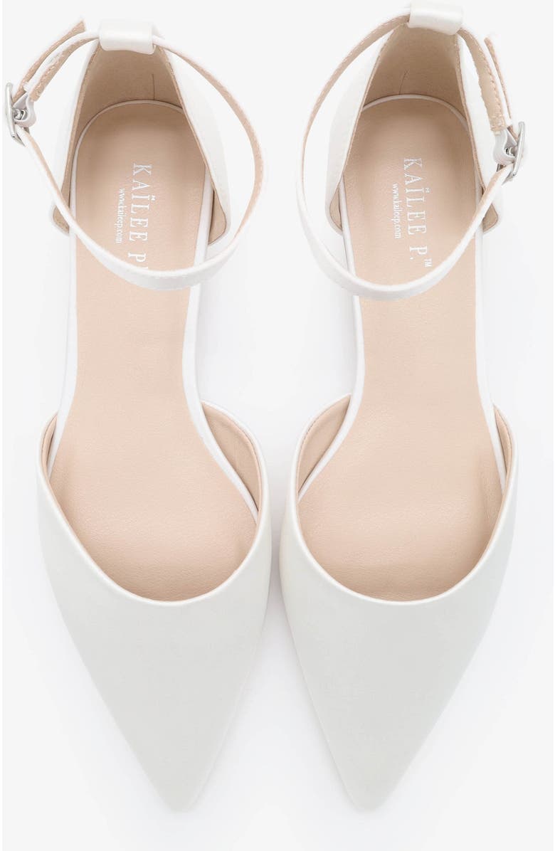 Kailee P Bella Satin pointed toe Ankle Strap, Alternate, color, White