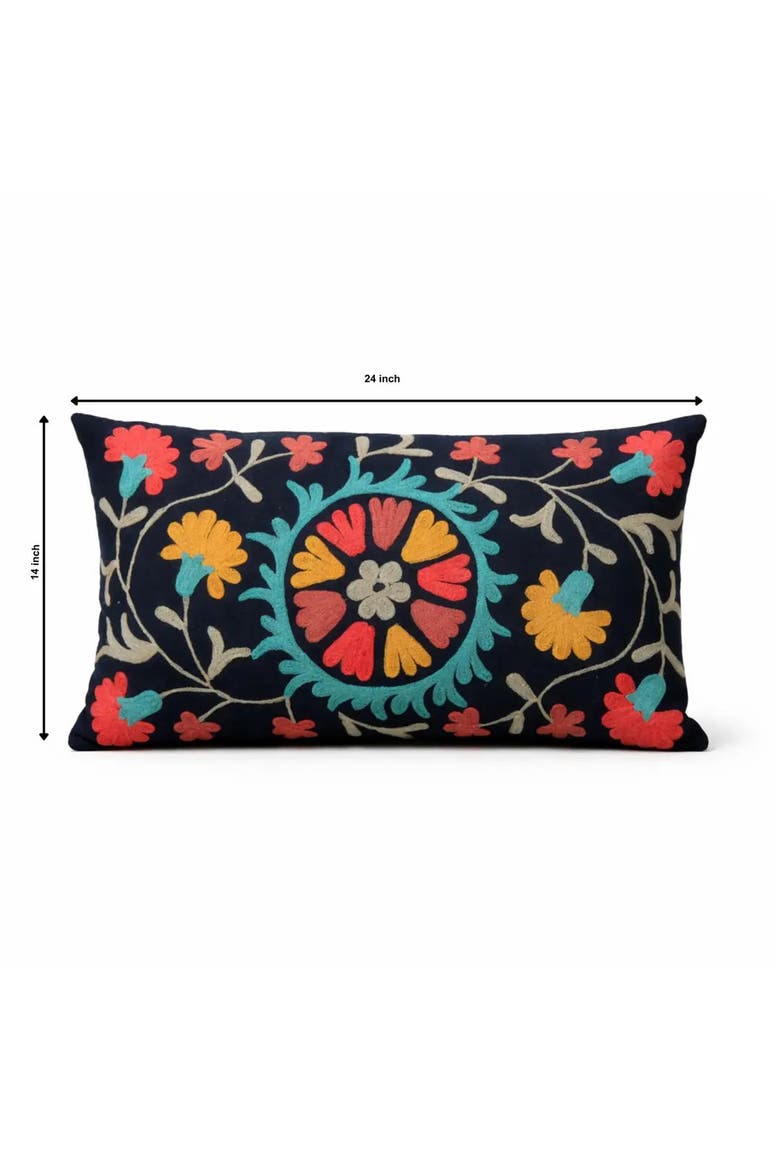 Indigo Artisan Aari Pillow | Cotton Fabric, Alternate, color, Blue