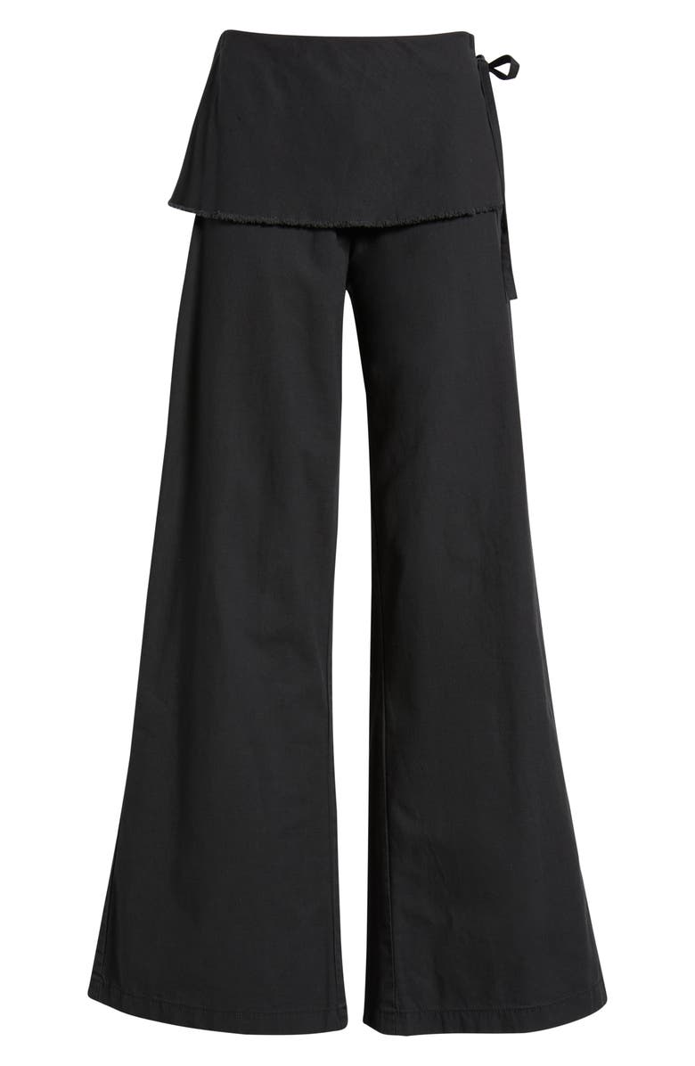 BDG Urban Outfitters Skirted Cotton & Linen Flare Leg Pants, Main, color, Black