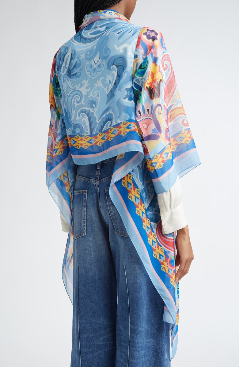 Etro Multicolor Paisley Silk Cape Scarf, Alternate, color, 