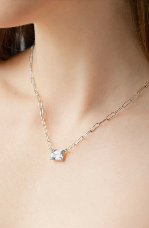 Sterling Silver 18k Gold Plated Lena Sparkle Pendant Chain Necklace & Earrings Set