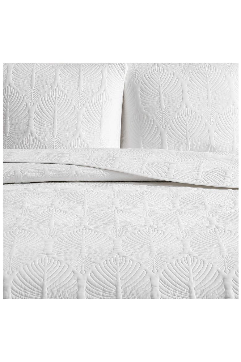 Line Palm Reversible Cotton Quilt Set, Alternate, color, WHITE