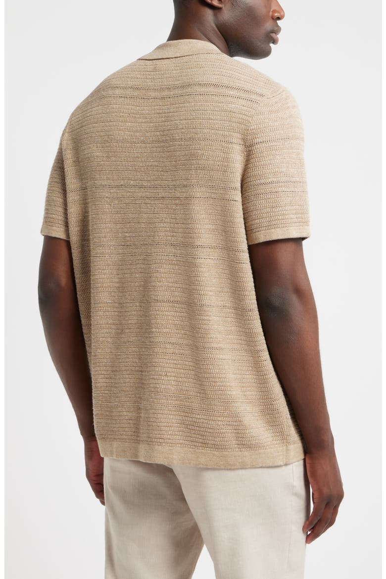 Short Sleeve Linen & Cotton Cardigan, Alternate, color, CAMEL