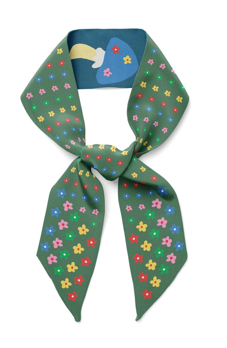 Centinelle Mushroom Floral Twilly Ribbon Scarf, Alternate, color, Beige