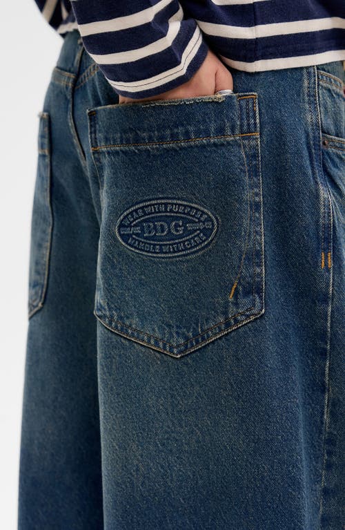 Bdg Urban Outfitters Jaya Texan Low Rise Cuffed Hem Wide Leg Jeans In Blue