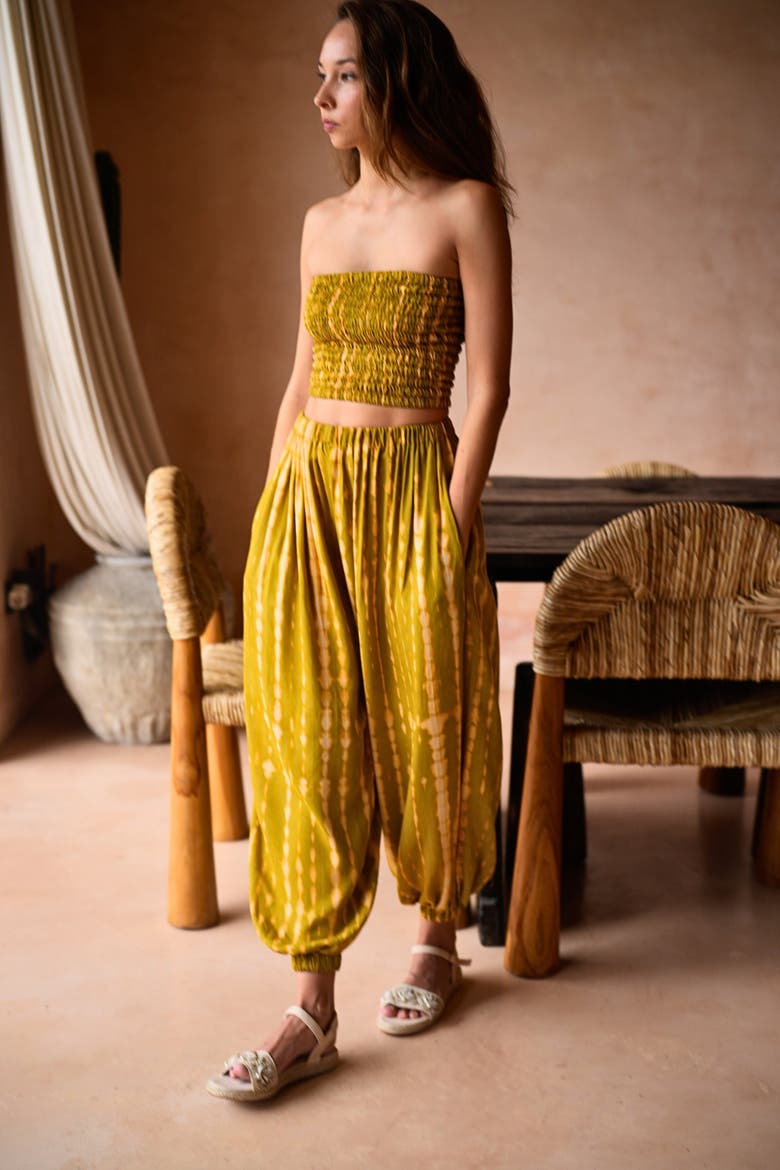 Jane Balloon Pants With Matching Tube Top Set, Alternate, color, Lemongrass