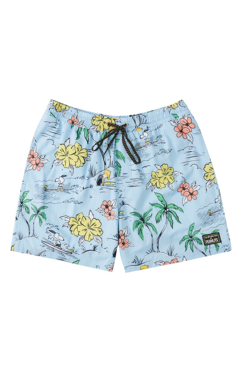 Quiksilver Snoopy Shred Recycled Polyester Blend Swim Trunks, Alternate, color, 