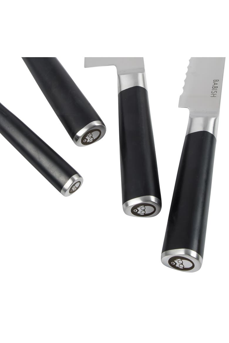 5-Piece German Steel Forged Knife Block Set with Magnetic Holder, Alternate, color, Stainless Steel