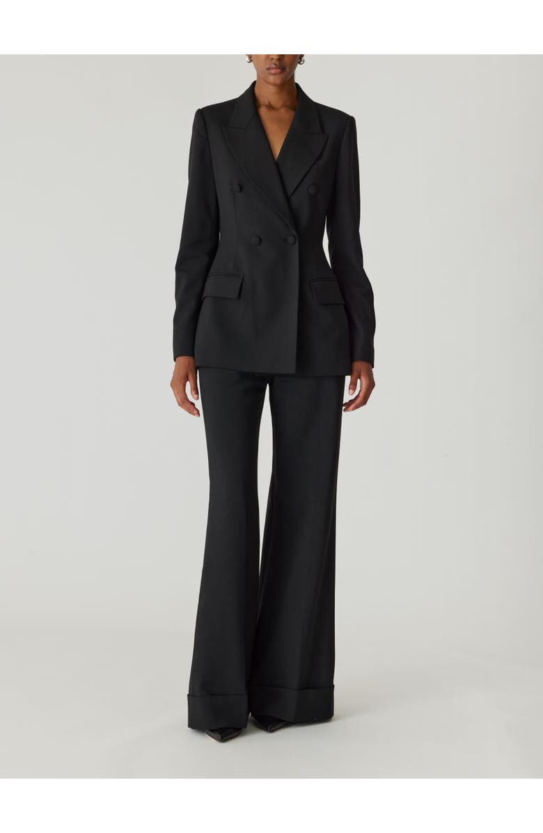 Rebecca Taylor Calvary Twill Double Breasted Blazer, Main, color, Black