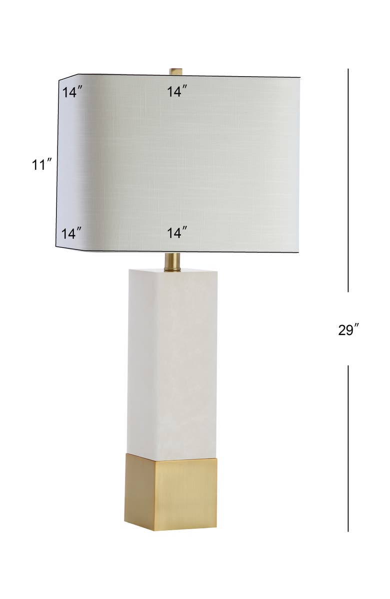 JONATHAN Y Jeffrey Metal/Marble LED Table Lamp, Main, color, Brass Gold/White