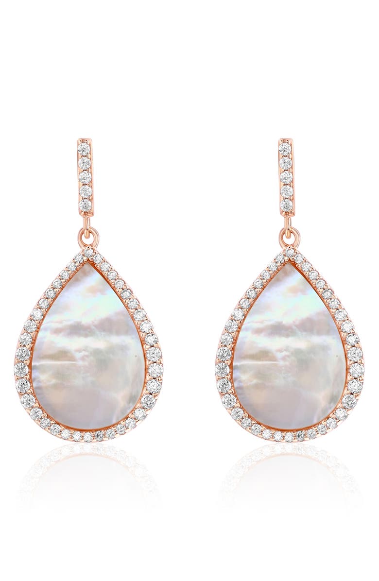 SUZY LEVIAN Cubic Zirconia & Mother-of-Pearl Teardrop Earrings, Main, color, Pink