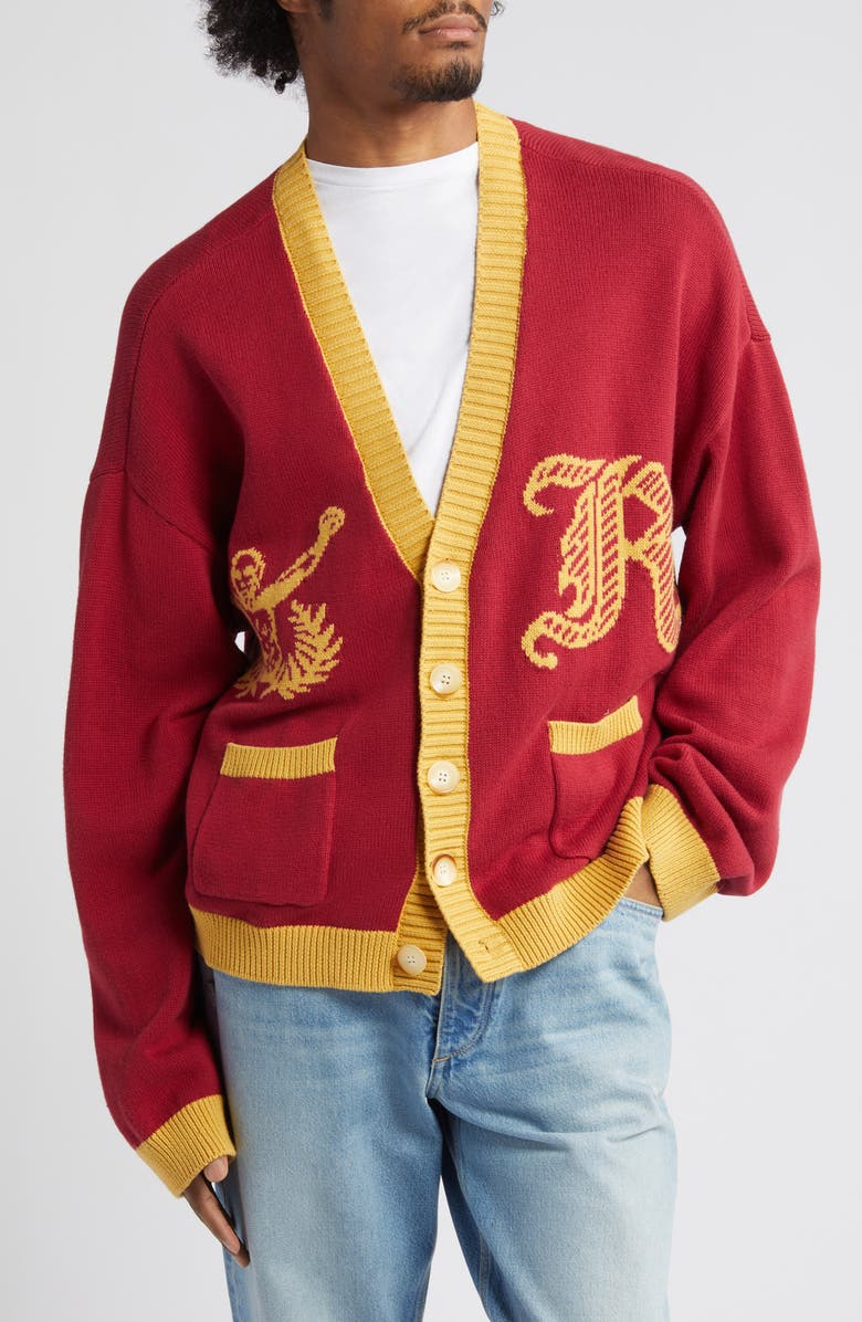 Falling Forward Rumson Boxing Varsity Cardigan, Alternate, color, 